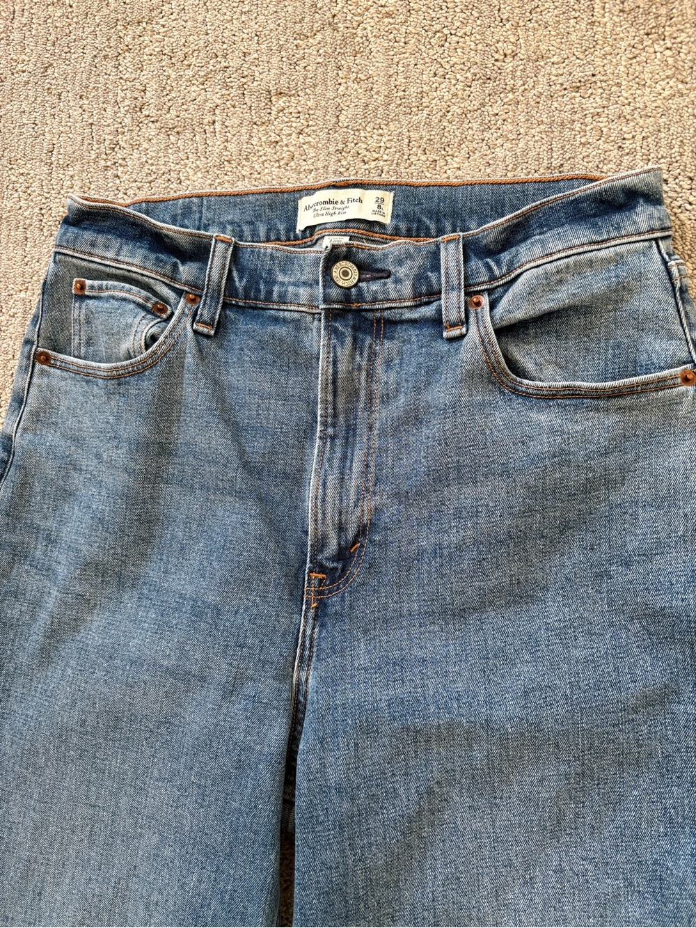 Abercrombie & Fitch High-Rise curve Love Blue Straight Jeans Mom Jeans Size 29 - Picture 2 of 5